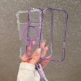 thumbnail image 4 of Dteck for iPhone 14 Plus Case Clear Compatible with MagSafe, Heavy Duty Drop Protection Rugged Shockproof 3-Layer Military Protective Tough Strap Durable Cover,Purple, 4 of 10