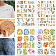 4 Sheets 11.7x8.3" Alphabet Flowers Colorful Water Soluble Embroidery Stabilizer Hand Sewing Stabilizers Self Adhesive Washable Embroidery Stabilizer for Beginners