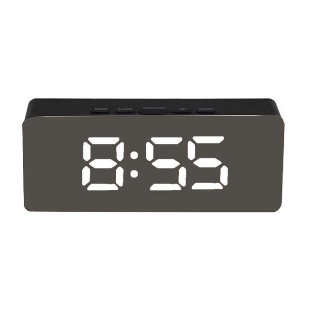 Reloj despertador digital LED Temperatura Escritorio Espejo de maquillaje Arte Snooze Reloj Dormitorio Decoración de oficina, Rectángulo Advancent HA3237-09B