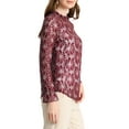 thumbnail image 5 of MODA NOVA Juniors Crochet Lace See Through Floral Ruffle Neck Blouse Red S, 5 of 7