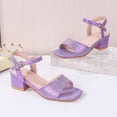 thumbnail image 2 of Zshosam Girls Sandals Girls Sandals Ankle Strap T-Strap Low Heel Bow Flower Pump Dress Party Shoes for Little Kid/Big Kid Size 2,(Purple Little Kids 2), 2 of 8