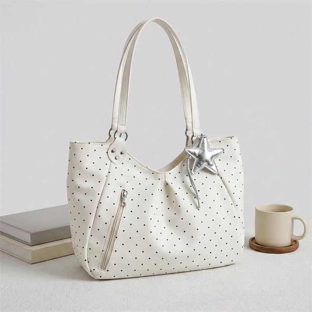 Bolso tote de moda para ir de compras, ideal para mujeres que trabajan en oficina, viajan o trabajan los fines de semana. Blanco
