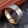 thumbnail image 3 of Wedding Rings Men Women 8mm Silver Rose Gold Hammered Grooved Tungsten Band, 3 of 6