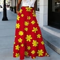 thumbnail image 2 of QIUOMBBP A Line Maxi Skirt for Women Elastic High Waist Drawstring Floral Flowy Long Skirts Summer Casual Going Out Clothes Red XL, 2 of 8