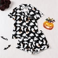 thumbnail image 2 of Ruiwill Toddler Girls Pajamas Halloween Short Sleeve Ghost Pumpkin Print Lapel Neck Shirts With Shorts Pajamas Set Summer Soft Girls Pjs Size 3-4 Years Black, 2 of 9