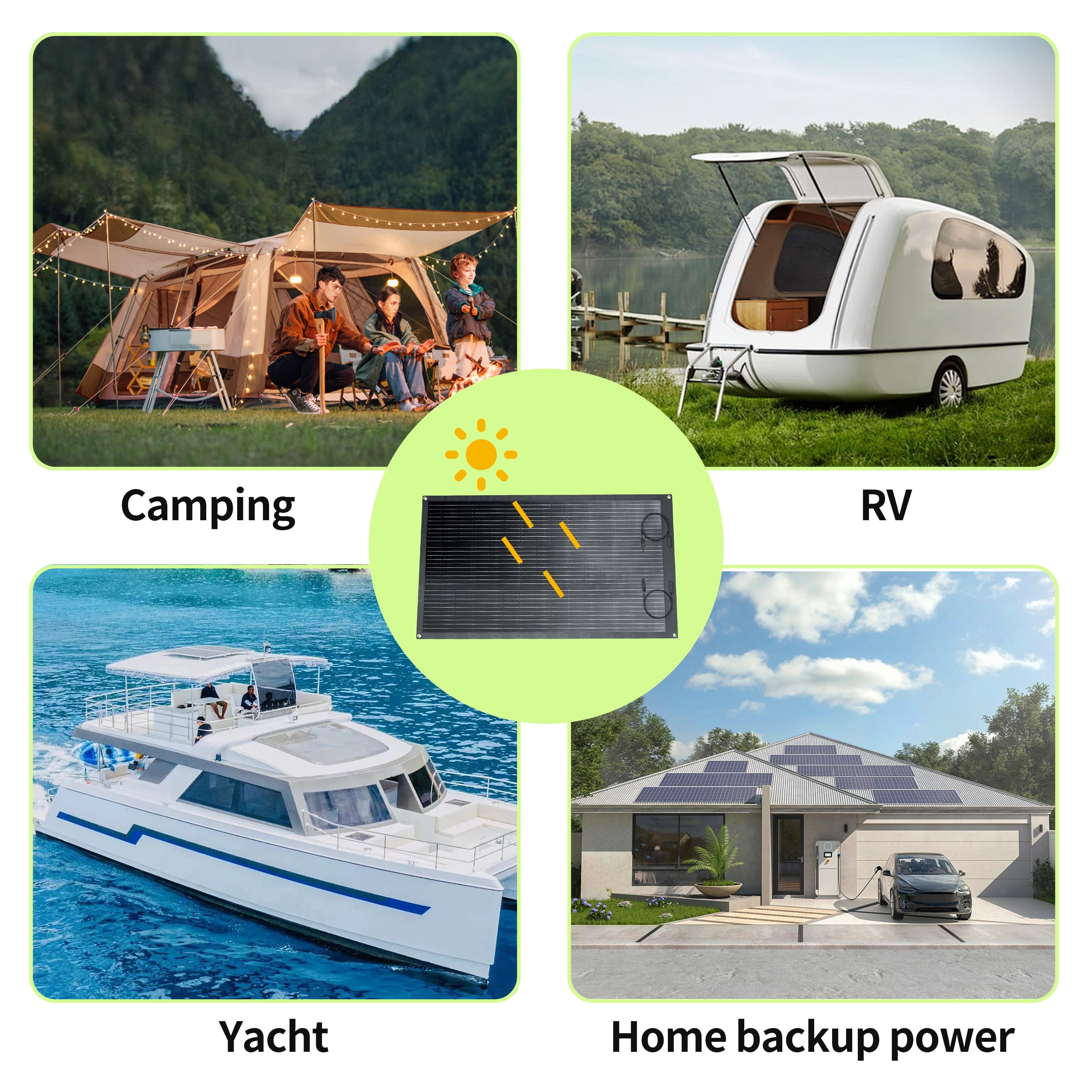 Greenmagic  200W 20V Flexible Solar Panel Ultra Thin Ultra Lightweight Off-Grid Charger for Marine RV Cabin Van Car Uneven Surfaces