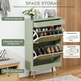 thumbnail image 4 of Brafabhome Rattan Shoe Cabinet with 2 Flip Doors, 12-Pairs Shoe Organizer Cabinet with Solid Legs, Modern Entryway Shoe Storage for Slippers Sneakers | Blue&Green, 4 of 7