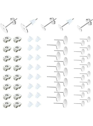 1200 Pcs Earring Posts Stainless Steel and Backs with Hypo-Allergenic Earring Posts Butterfly and Rubber Bullet Earring Backs for DIY Stud Earring and