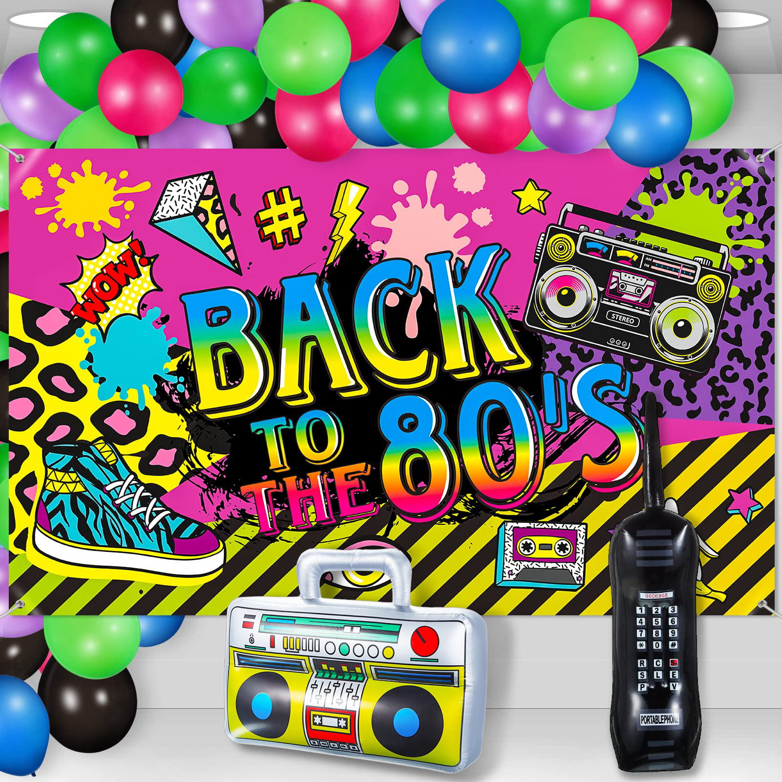 Xuhal 80\'s Party Decorations Back to the 80s Party Backdrop Banner ...