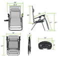 thumbnail image 3 of Geniqua 2 PC Grey Zero Gravity Lounge Chairs Folding Outdoor Beach Patio Recliner Tray Holder, 3 of 8