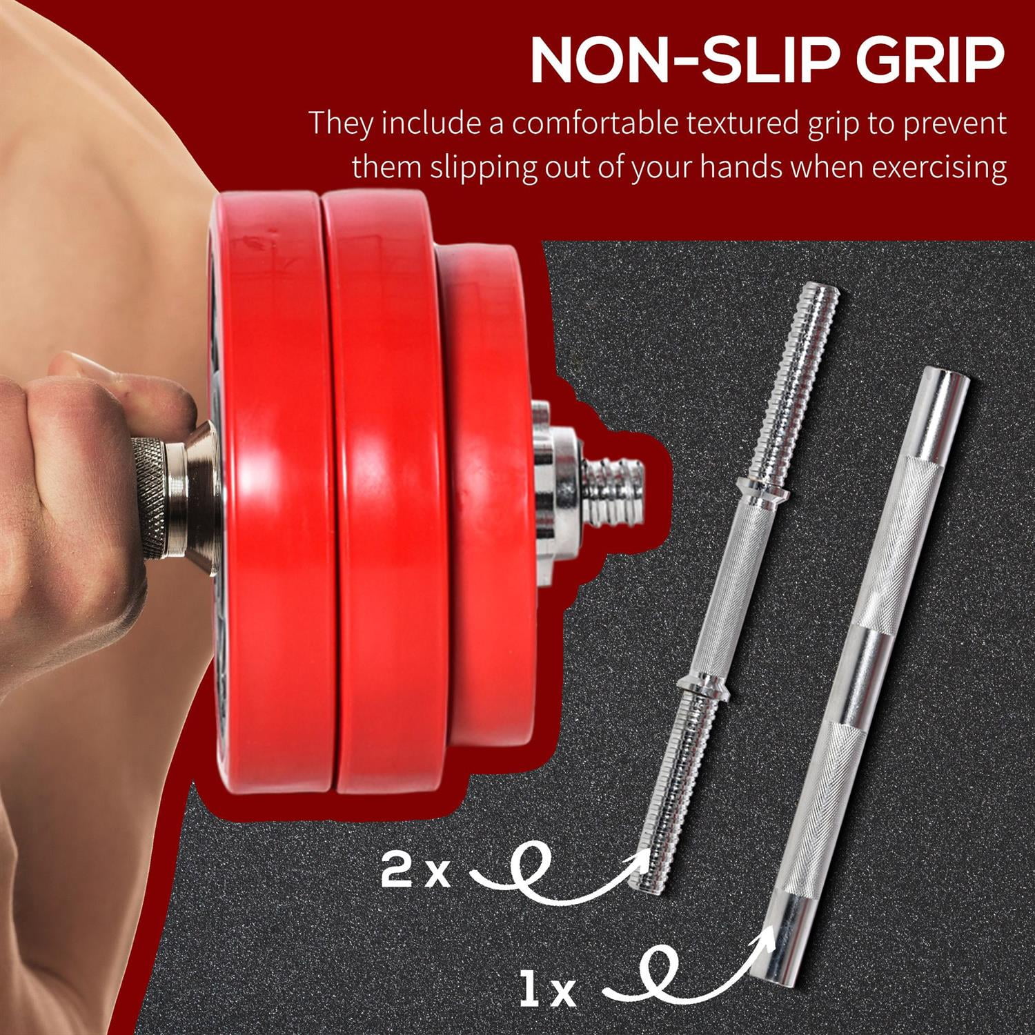 Demifill Adjustable Dumbbell Set 66lbs Convertible Barbell Weight Set Heavy Duty for Home Gym Women Men Weight Lifting,Wine Red