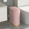 thumbnail image 2 of Automatic Motion Sensor Trash Can - 2 Gallon Slimline for Bathroom, Bedroom, Kitchen, Office - White with Gold Trim, 2 of 18