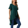 thumbnail image 4 of INSPIRE CHIC Women's Short Sleeve High Low Tops Waist Knot Asymmetrical Top V Neck Dressy Casual Blouse XL Deep Green, 4 of 6