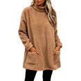 thumbnail image 2 of Solthread Womens Sherpa Tunic Sweatshirt Turtleneck Long Sleeve Side Pockets Pullover Casual Travel Outfit Relaxed Wardrobe Tops, 2 of 5