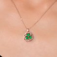 thumbnail image 3 of Gem Stone King 18K Rose Gold Plated Silver Green Simulated Emerald 3-Stone Pendant Necklace for Women (1.55 Cttw, Oval 6X4MM, with 18 inch Chain), 3 of 6