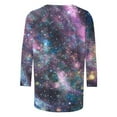 thumbnail image 4 of Olyvenn Star Sky Print 3/4 Length Sleeve Tops for Women 2025 Spring New Shirts Blouses Womens Three Quarter Sleeve Tops Purple M, 4 of 5
