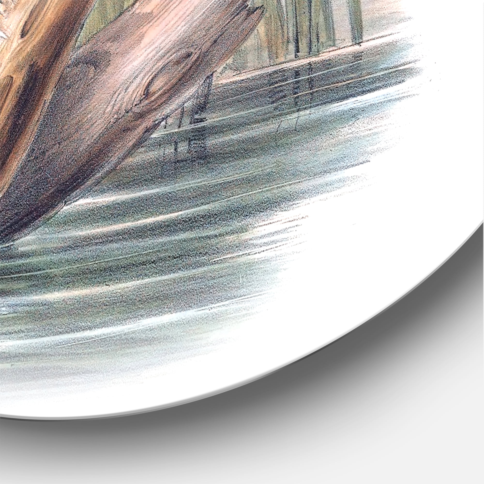 Designart 'Ancient Bird Life II' Traditional Circle Metal Wall Art 23x23 - Disc of 23
