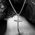 thumbnail image 5 of Cross Necklace for Men, Rope Wrap Nail Cross Pendant with Wheat Chain for Men 50cm Silver, 5 of 8
