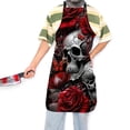 thumbnail image 4 of Darzheoy Halloween Skull Apron for Adults - Spooky Horror Kitchen Apron, 100% Polyester, Durabless& Breathable, Easy Clean, Festive Cosplay Apron for Men & Women,black-C, 4 of 6