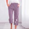thumbnail image 1 of Pantalons en Lin pour Femmes Été Mode Décontractée Impression Élastique Pantalons Amples Droits Jambes Larges avec Poche Capris pour Femmes Été Décontracté Liquidation, 1 of 5