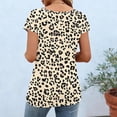 thumbnail image 6 of ClodeEU Women's Summer Print Short Sleeve Crewneck T-Shirt with Button ,Casual Loose Top Khaki,Womens Plus S, 6 of 8