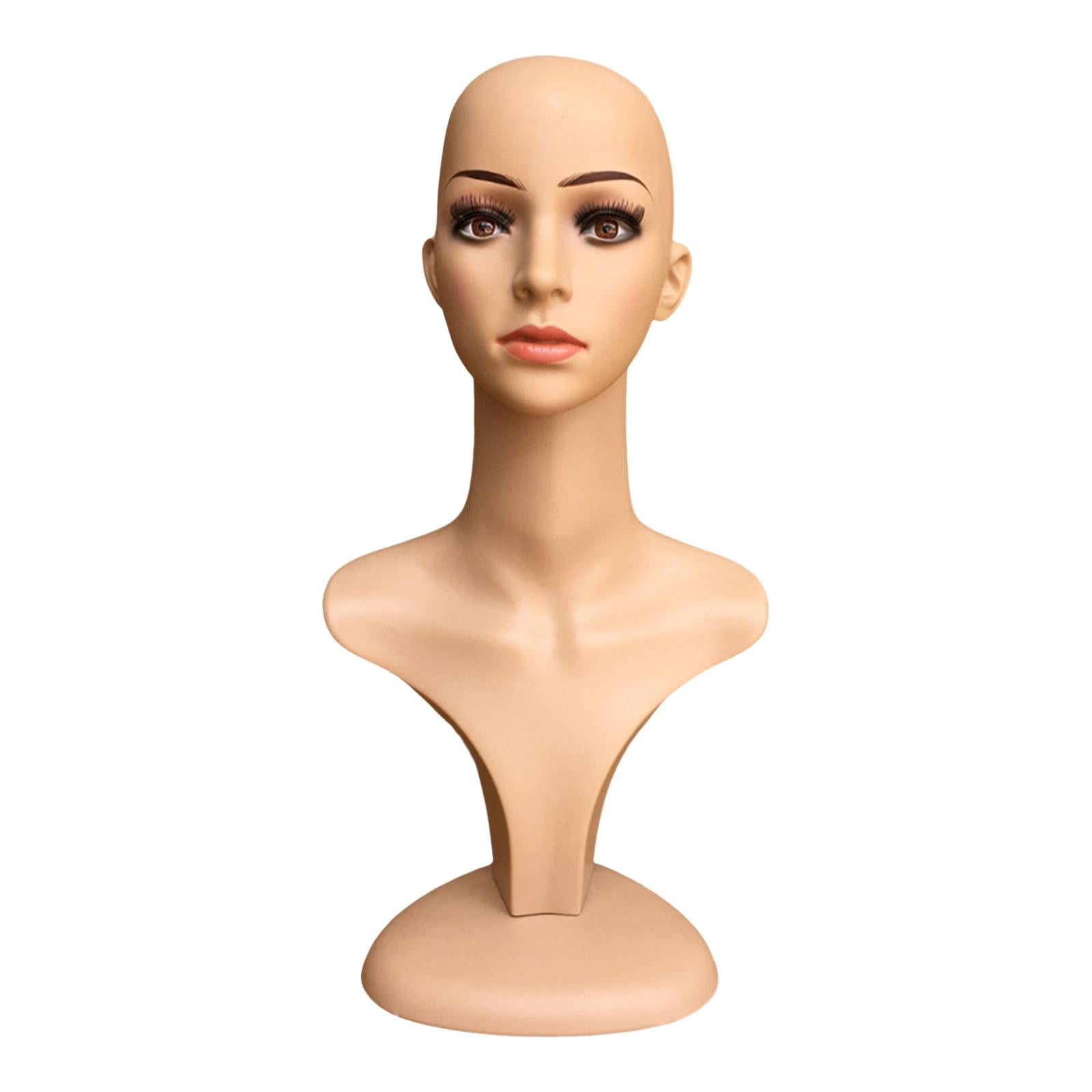 Female Head Mannequin Display Model with Shoulder Lightweight Multipurpose Professional Holder Hats Display Model for Hairpieces
