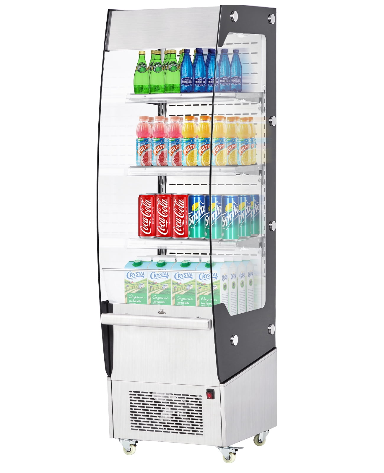 Acekid 220L Commercial Display Refrigerator, Cake Fridge, Double-Layered Glass Door Upright Display Beverage Cooler, Interior LED Lighting
