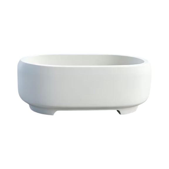 Oval White Plant Pot, Shallow Garden Planter Container for Indoor Succulents, Bonsai and Small Greenery, Durable Sturdy Base Design for Tabletop Home Office Patio Decor, 1 Piece