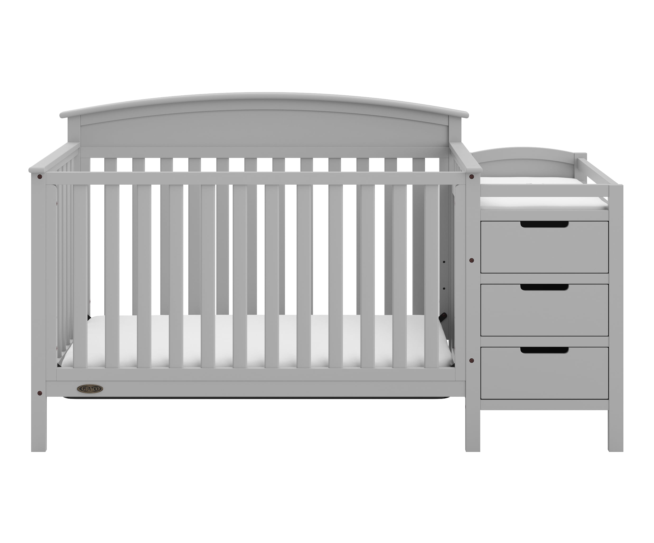 grey 4 in 1 crib with changing table