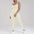 thumbnail image 2 of LMOIPLI Women's Flare Workout Romper Yoga Casual Sexy Scrunch Butt Overalls Athletic Jumpsuits for Women Beige,S, 2 of 7