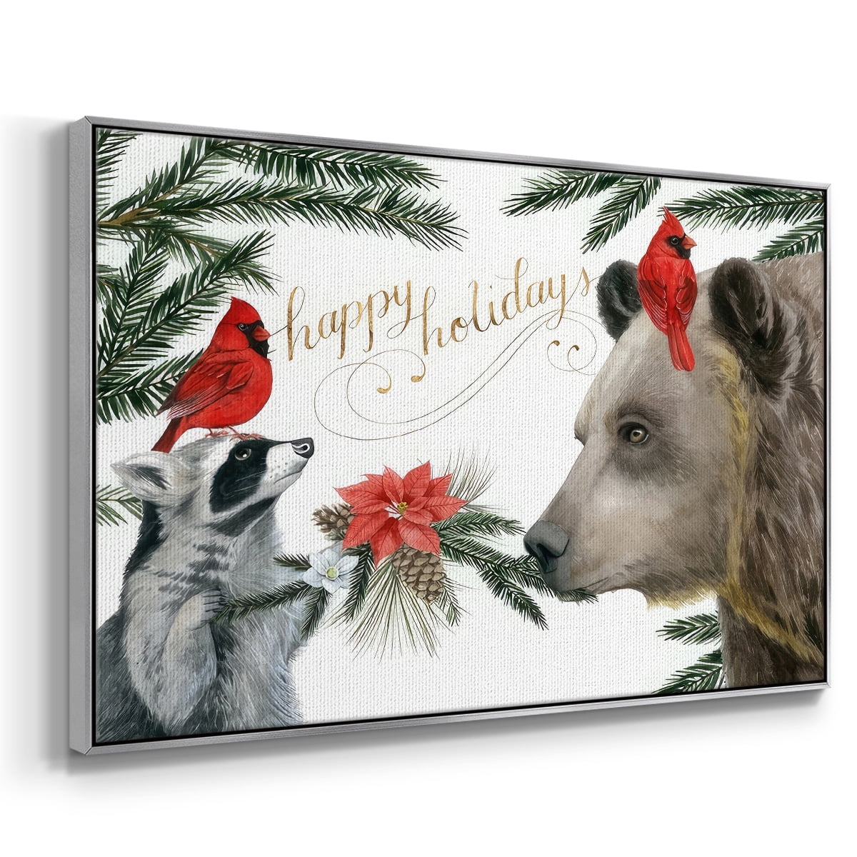 Timberland Christmas Collection A - Framed Gallery Wrapped Holiday Canvas - 25 x 37 - Silver Frame