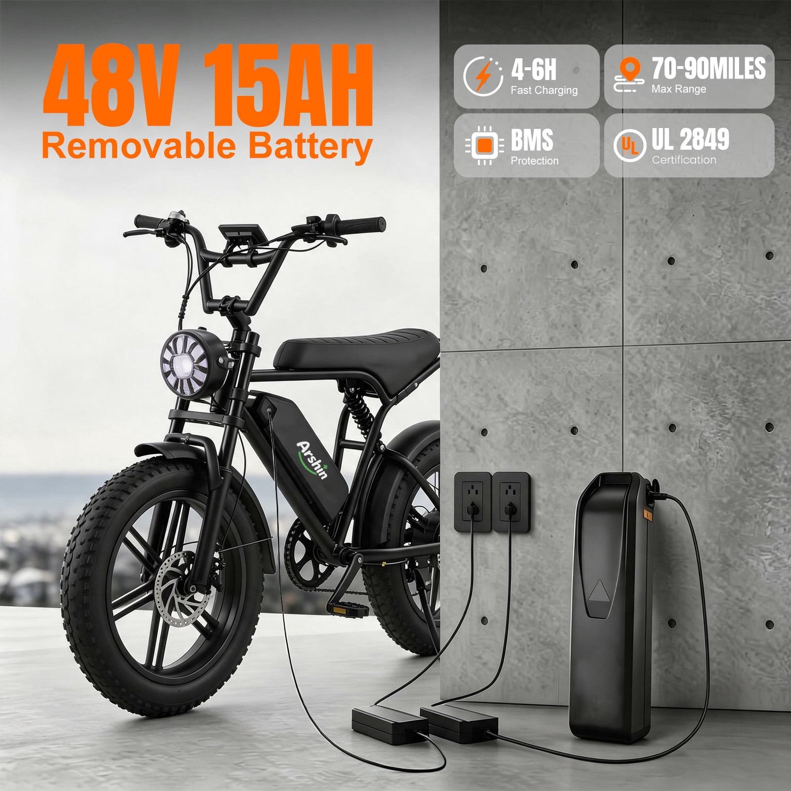 Upgrade 20" Electric Bike for Adults,Off‑Road Fat Tire Ebike,1500W Peak Motor,48V 15Ah Removable Battery,28 MPH Max Speed,UL2849 Certified for Ages 16+ (Black)