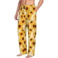 thumbnail image 2 of Yiaed Vintage Marble Pattern Sunflower Print Men's Lounge Pants, Loose PJ Bottoms, Long Pajama Pants for Men-Small, 2 of 5