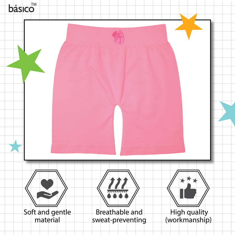 Basico 6PK Stretch Girls Dance, Bike Shorts for Toddler Girl (Small Size  4-7)