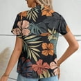 thumbnail image 4 of Hawaiian Shirts for Women Basic Collared Tee Shirt Coconut Palm Hawaii Style Tunic Blouses Button Down Short Sleeve Blouses Summer Beach Shirt Tropical Shirts Loose Flowy Cardigan, 4 of 6