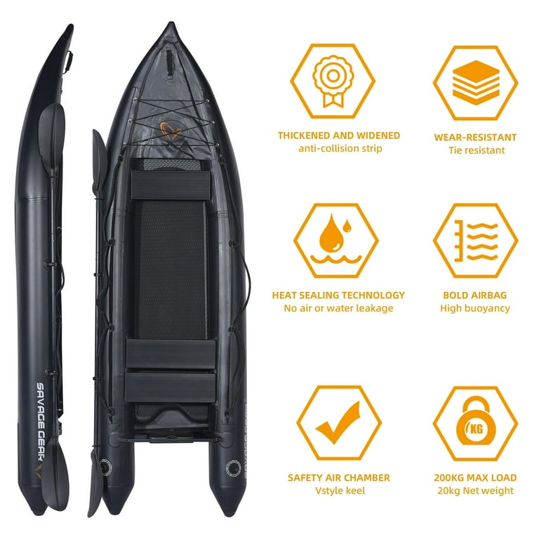 130'' Sit-on-Top Fishing Kayak with Aluminum Oar, 2-Person Inflatable Kayak  with Pump, Aluminum Alloy Seat, Portable Recreational Touring Kayak with