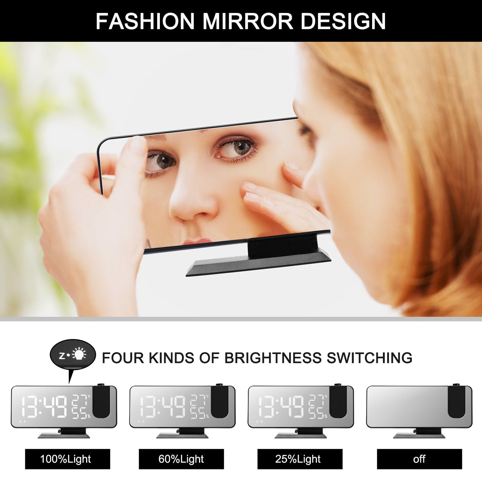 Projection Alarm Clock,Radio Loud Dual Loud Dual Alarm Clock Radio Loud Alarm Clock Rookin S N Alarm Led S N Clock L-ed Screen Zdhf