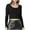 Black, variant on Women's Round Neck Long Sleeve Ribbed Slim Fitted Casual Basic Crop Top Brown L