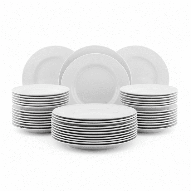 Juego 24 Platos Hondos, Bowls o Cuencos Soperos Vidrio Opal Templado Ultra Resistentes, Colección Toledo Redondos, Modernos, Blanco Brillante 24 cm, Hecho en Italia