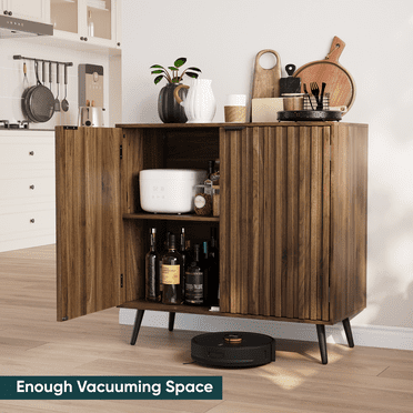 Algherohein Buffet Cabinet with Doors,Kitchen Storage Cabinets,Walnut,1 Pack