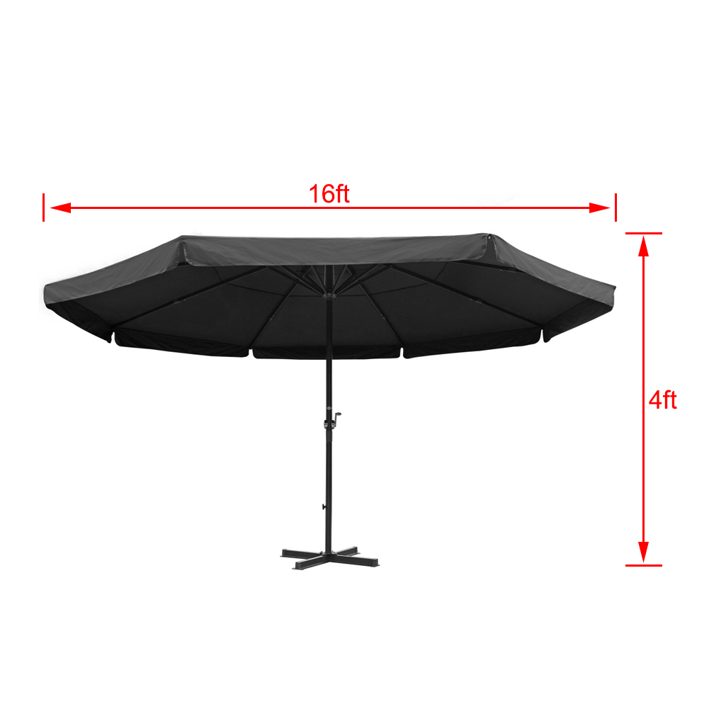 Sundale Outdoor 16 Feet Large Market Patio Umbrella With Cross Base 8 Aluminum Ribs Walmart Com Walmart Com