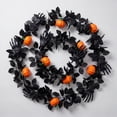 thumbnail image 5 of Eolstice Halloween Black Leaf Garland with Pumpkin Skeleton Hands, Artificial Spooky Mantel Garland, Gothic Halloween Indoor Outdoor Decor for Party, 5 of 7