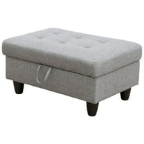 JESTOP Ottoman with Storage, Fabric Ottoman Foot Rest Stool, Rectangle Upholstered Footstool, Storage Bench, 34"