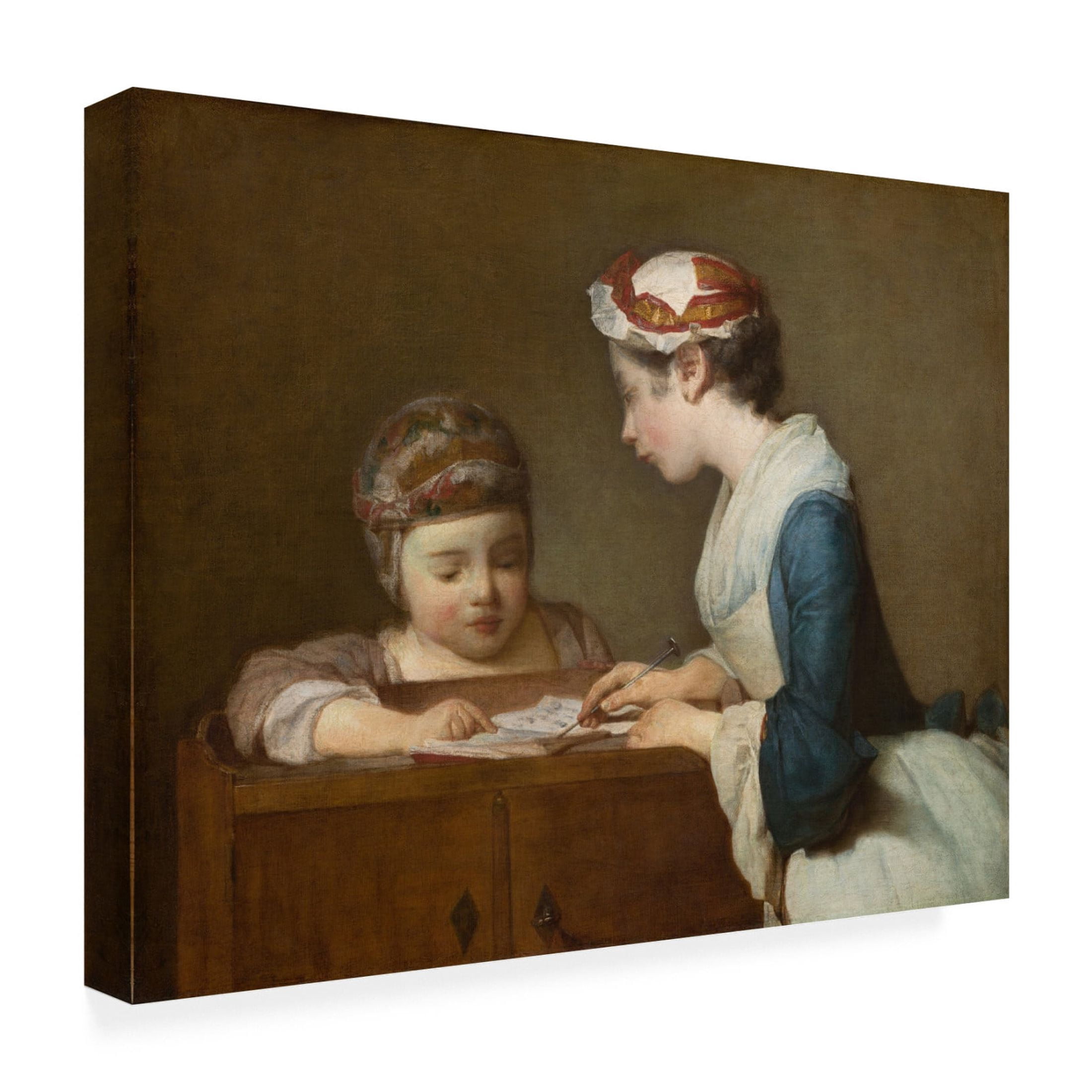 Jean-Baptiste Simeon Chardin 'The Little Schoolmistress, after 1740' Canvas Art - 19 x 14 Inches