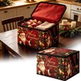 thumbnail image 2 of Christmas Storage Bin with Lid, Foldable Polyester Santa Pattern Holiday Organizer Box with Zipper & Carrying Handles, Xmas Decor Storage Container for Closet Bedroom Home Decoration, 2 of 4