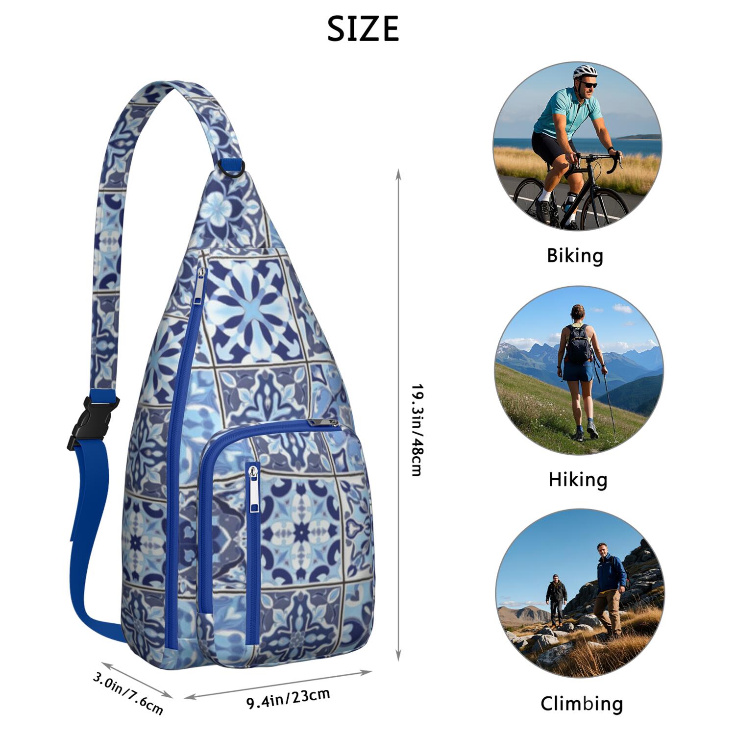 Bohemian Tribal Sling Bag Crossbody Backpack,Sling Backpack Adjustable Casual Shoulder Backpack for Travel Outdoor Activities