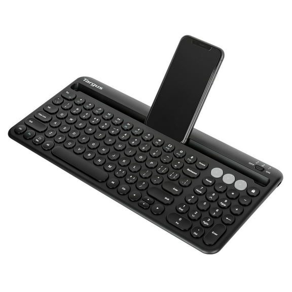 Targus Multi-Device Bluetooth Antimicrobial Keyboard with Tablet/Phone Cradle, Black- AKB867US