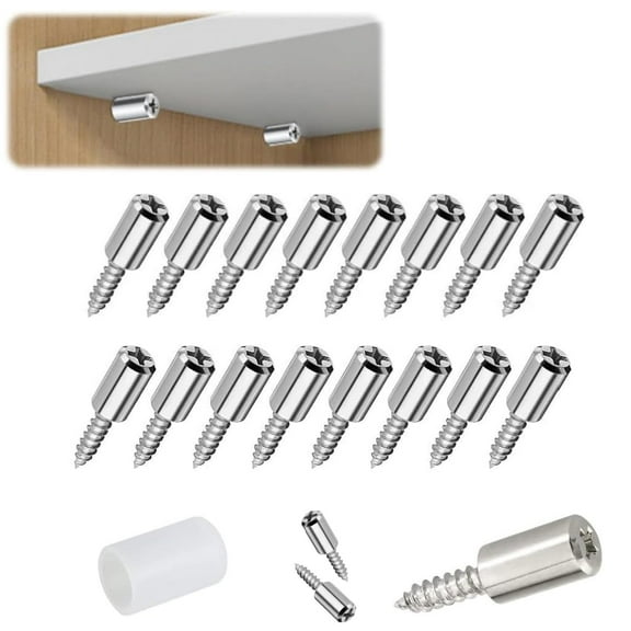 50-Pack Self-Tapping Shelf Support Pegs - Cabinet Laminate Pegs with Non-Slip Sleeves for Bookcases, Closets & Furniture Shelves  Z