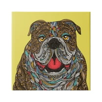 Stupell Industries Smiling Bulldog Bold Creative Mandala Patterns Shapes Graphic Art Gallery Wrapped Canvas Print Wall Art, Design by Valentina Harper