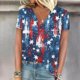 thumbnail image 2 of Mujeres Pantalones Cortos Día de la Independencia Impreso Cuello en V Manga Corta, Casual, 2 of 4